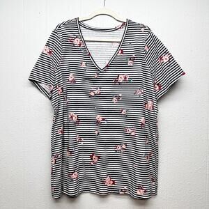Lane Bryant Floral V-Neck Short Sleeve Top Womens 22/24 Casual Everyday Wear